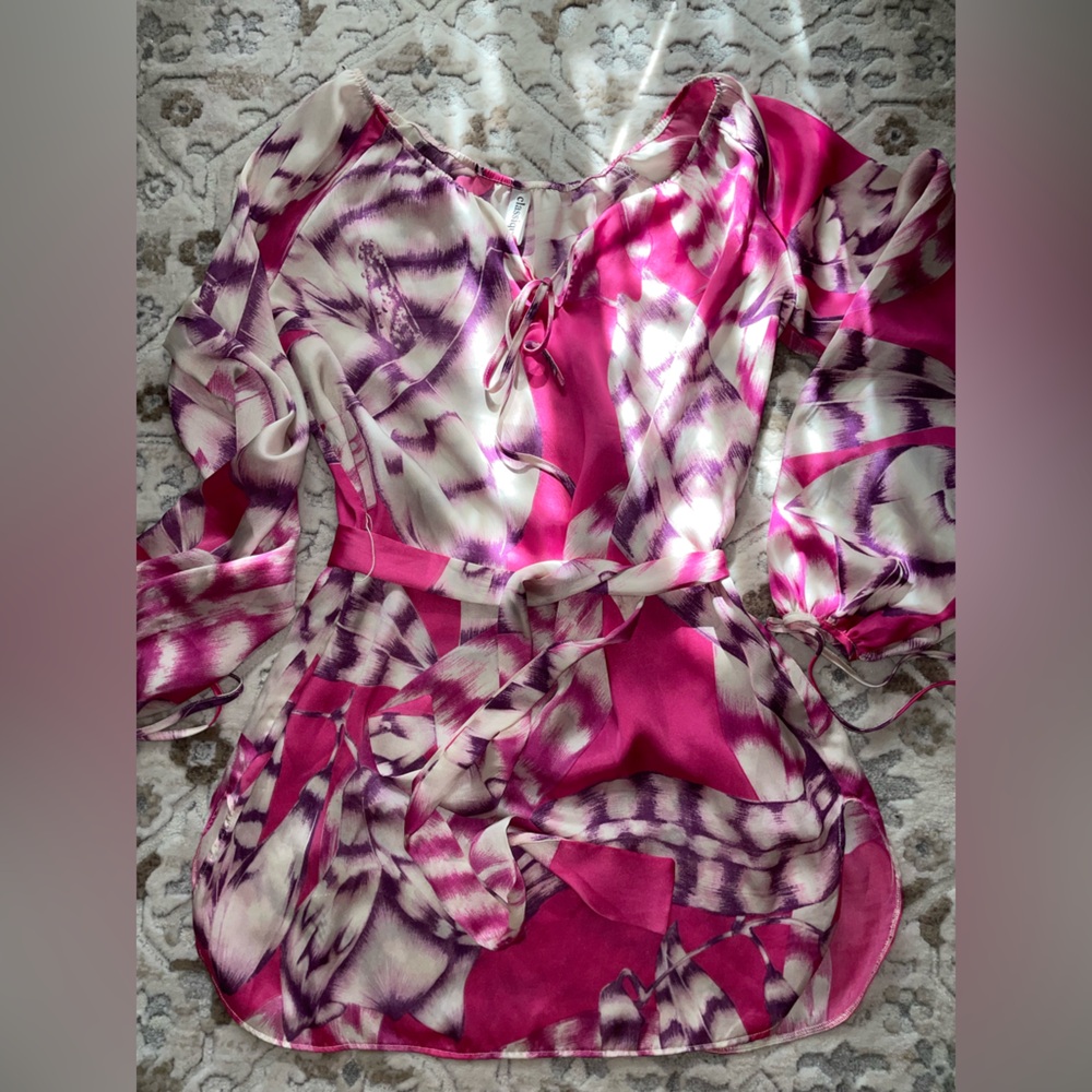 Satin off-shoulder shirt dress in hot pink 💖